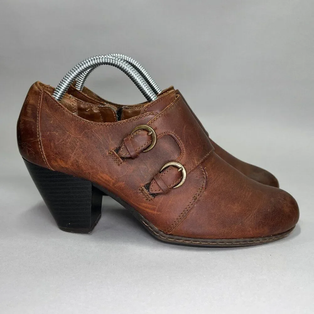 Born Concepts BOC Women's Size 8.5 Brown Leather Buckle Ankle Boots‎